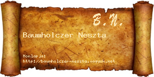 Baumholczer Neszta névjegykártya